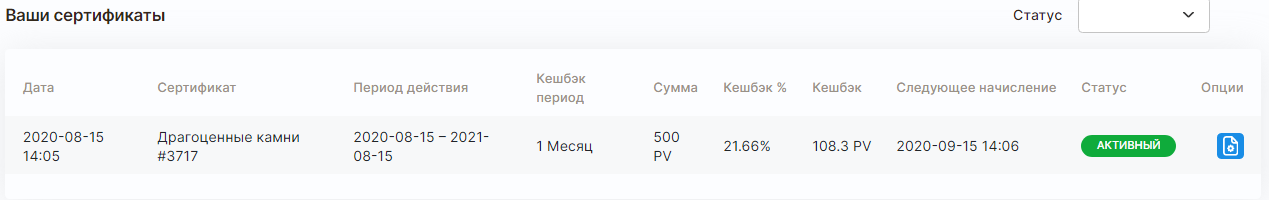 Покупка сертификата на 500$ в midasgoldsmith